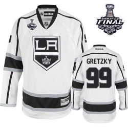 Wayne Gretzky Reebok Los Angeles Kings Premier White Away 2014 Stanley Cup Patch NHL Jersey