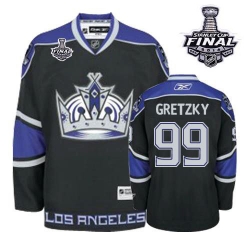 Wayne Gretzky Reebok Los Angeles Kings Premier Black Third 2014 Stanley Cup Patch NHL Jersey