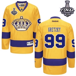 Wayne Gretzky Reebok Los Angeles Kings Premier Gold Alternate 2014 Stanley Cup Patch NHL Jersey