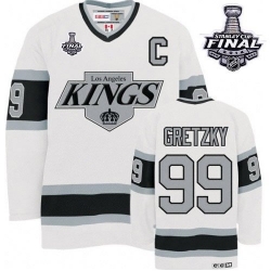 Wayne Gretzky CCM Los Angeles Kings Authentic White Throwback 2014 Stanley Cup Patch NHL Jersey