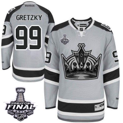 Wayne Gretzky Reebok Los Angeles Kings Premier Grey 2014 Stadium Series 2014 Stanley Cup Patch NHL Jersey