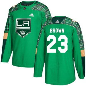 Dustin Brown Men's Adidas Los Angeles Kings Authentic Green St. Patrick's Day Practice Jersey