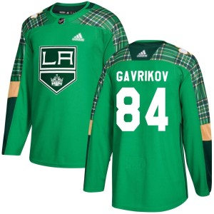 Vladislav Gavrikov Men's Adidas Los Angeles Kings Authentic Green St. Patrick's Day Practice Jersey