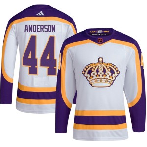 Mikey Anderson Men's Adidas Los Angeles Kings Authentic White Reverse Retro 2.0 Jersey