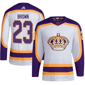 Dustin Brown Men's Adidas Los Angeles Kings Authentic White Reverse Retro 2.0 Jersey