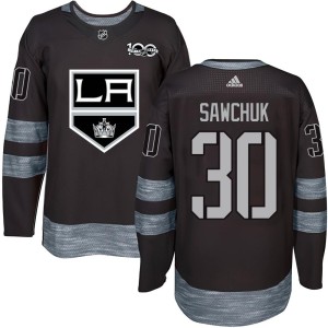 Terry Sawchuk Men's Los Angeles Kings Authentic Black 1917-2017 100th Anniversary Jersey