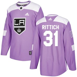 David Rittich Men's Adidas Los Angeles Kings Authentic Purple Fights Cancer Practice Jersey