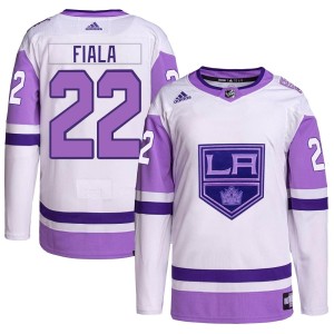 Kevin Fiala Youth Adidas Los Angeles Kings Authentic White/Purple Hockey Fights Cancer Primegreen Jersey