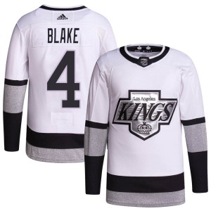 Rob Blake Men's Adidas Los Angeles Kings Authentic White 2021/22 Alternate Primegreen Pro Player Jersey