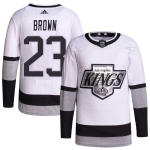 Dustin Brown Men's Adidas Los Angeles Kings Authentic White 2021/22 Alternate Primegreen Pro Player Jersey