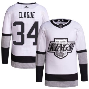 Kale Clague Men's Adidas Los Angeles Kings Authentic White 2021/22 Alternate Primegreen Pro Player Jersey