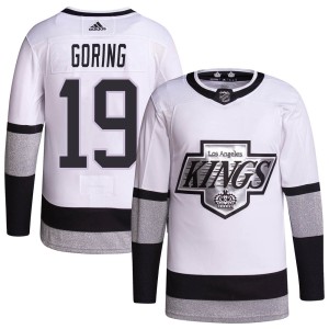 Butch Goring Men's Adidas Los Angeles Kings Authentic White 2021/22 Alternate Primegreen Pro Player Jersey