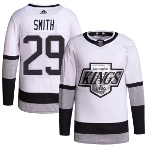 Billy Smith Men's Adidas Los Angeles Kings Authentic White 2021/22 Alternate Primegreen Pro Player Jersey