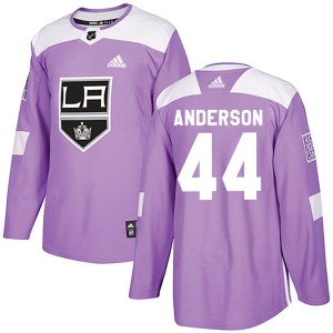 Mikey Anderson Youth Adidas Los Angeles Kings Authentic Purple ized Fights Cancer Practice Jersey