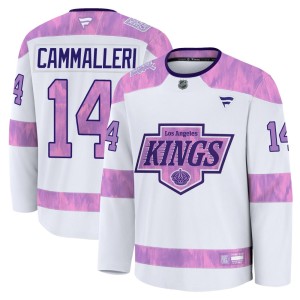 Mike Cammalleri Youth Fanatics Los Angeles Kings Premium White 2024 Hockey Fights Cancer Practice Jersey