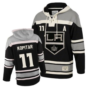 Anze Kopitar Youth Los Angeles Kings Authentic Black Old Time Hockey Sawyer Hooded Sweatshirt