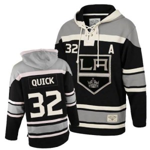 Jonathan Quick Youth Los Angeles Kings Authentic Black Old Time Hockey Sawyer Hooded Sweatshirt