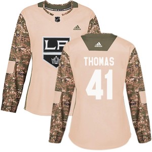 Akil Thomas Women's Adidas Los Angeles Kings Authentic Camo Veterans Day Practice Jersey