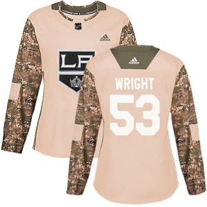 Jared Wright Women's Adidas Los Angeles Kings Authentic Camo Veterans Day Practice Jersey
