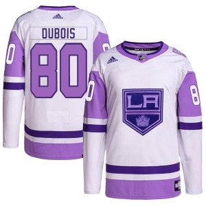 Pierre-Luc Dubois Men's Adidas Los Angeles Kings Authentic White/Purple Hockey Fights Cancer Primegreen Jersey
