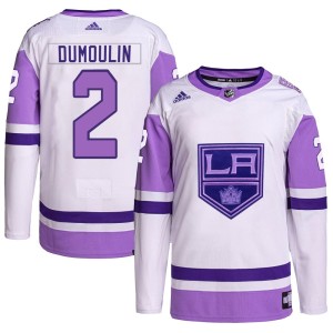 Brian Dumoulin Men's Adidas Los Angeles Kings Authentic White/Purple Hockey Fights Cancer Primegreen Jersey