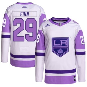 Steven Finn Men's Adidas Los Angeles Kings Authentic White/Purple Hockey Fights Cancer Primegreen Jersey