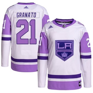 Tony Granato Men's Adidas Los Angeles Kings Authentic White/Purple Hockey Fights Cancer Primegreen Jersey
