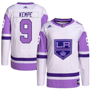 Adrian Kempe Men's Adidas Los Angeles Kings Authentic White/Purple Hockey Fights Cancer Primegreen Jersey