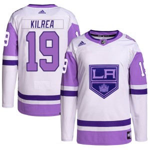 Brian Kilrea Men's Adidas Los Angeles Kings Authentic White/Purple Hockey Fights Cancer Primegreen Jersey