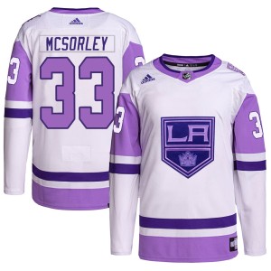 Marty Mcsorley Men's Adidas Los Angeles Kings Authentic White/Purple Hockey Fights Cancer Primegreen Jersey