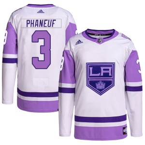 Dion Phaneuf Men's Adidas Los Angeles Kings Authentic White/Purple Hockey Fights Cancer Primegreen Jersey