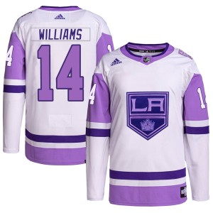 Justin Williams Men's Adidas Los Angeles Kings Authentic White/Purple Hockey Fights Cancer Primegreen Jersey