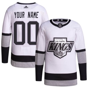 Custom Youth Adidas Los Angeles Kings Authentic White Custom 2021/22 Alternate Primegreen Pro Player Jersey
