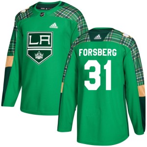 Anton Forsberg Men's Adidas Los Angeles Kings Authentic Green St. Patrick's Day Practice Jersey
