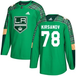 Kirill Kirsanov Men's Adidas Los Angeles Kings Authentic Green St. Patrick's Day Practice Jersey