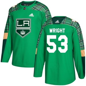 Jared Wright Men's Adidas Los Angeles Kings Authentic Green St. Patrick's Day Practice Jersey