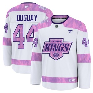 Ron Duguay Men's Fanatics Los Angeles Kings Premium White 2024 Hockey Fights Cancer Practice Jersey