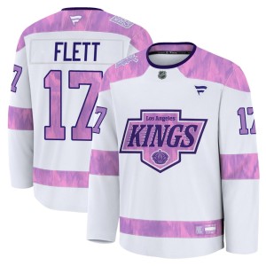 Bill Flett Men's Fanatics Los Angeles Kings Premium White 2024 Hockey Fights Cancer Practice Jersey