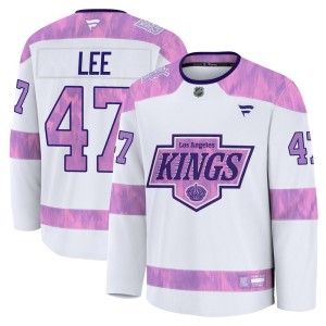 Andre Lee Men's Fanatics Los Angeles Kings Premium White 2024 Hockey Fights Cancer Practice Jersey