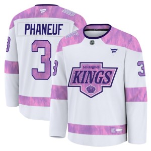 Dion Phaneuf Men's Fanatics Los Angeles Kings Premium White 2024 Hockey Fights Cancer Practice Jersey