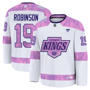Larry Robinson Men's Fanatics Los Angeles Kings Premium White 2024 Hockey Fights Cancer Practice Jersey