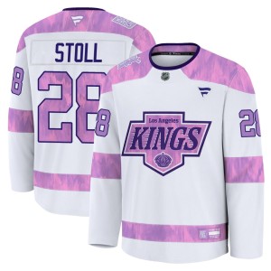 Jarret Stoll Men's Fanatics Los Angeles Kings Premium White 2024 Hockey Fights Cancer Practice Jersey