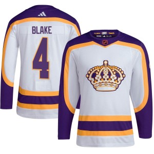 Rob Blake Men's Adidas Los Angeles Kings Authentic White Reverse Retro 2.0 Jersey