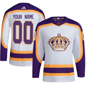 Custom Men's Adidas Los Angeles Kings Authentic White Custom Reverse Retro 2.0 Jersey