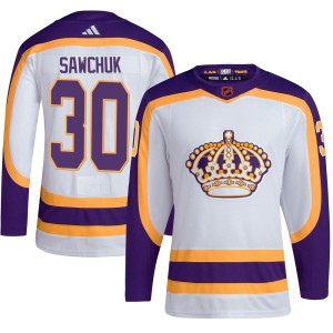 Terry Sawchuk Men's Adidas Los Angeles Kings Authentic White Reverse Retro 2.0 Jersey
