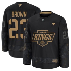 Dustin Brown Youth Fanatics Los Angeles Kings Premium Black 2024 Military Appreciation Practice Jersey