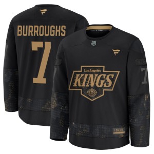 Kyle Burroughs Youth Fanatics Los Angeles Kings Premium Black 2024 Military Appreciation Practice Jersey
