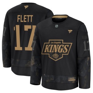 Bill Flett Youth Fanatics Los Angeles Kings Premium Black 2024 Military Appreciation Practice Jersey