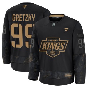 Wayne Gretzky Youth Fanatics Los Angeles Kings Premium Black 2024 Military Appreciation Practice Jersey