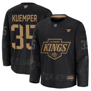 Darcy Kuemper Youth Fanatics Los Angeles Kings Premium Black 2024 Military Appreciation Practice Jersey